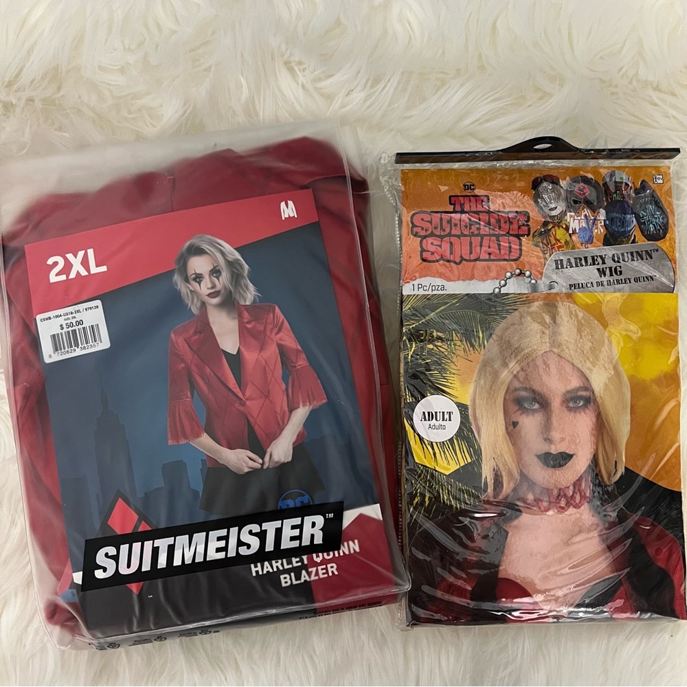 Harley Quinn costume blazer jacket and wig set 2XL plus size DC Comics Halloween